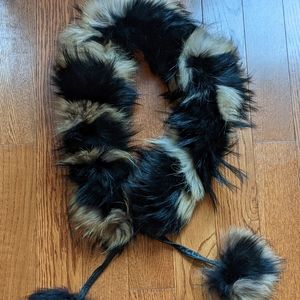 Genuine black/beige fox fur boa